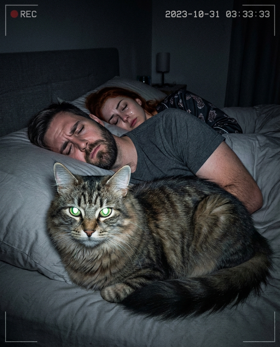 Ogni notte mi svegliavo con la sensazione che il gatto stesse osservando attentamente me e mio marito, e quella scena aveva qualcosa di profondamente inquietante.