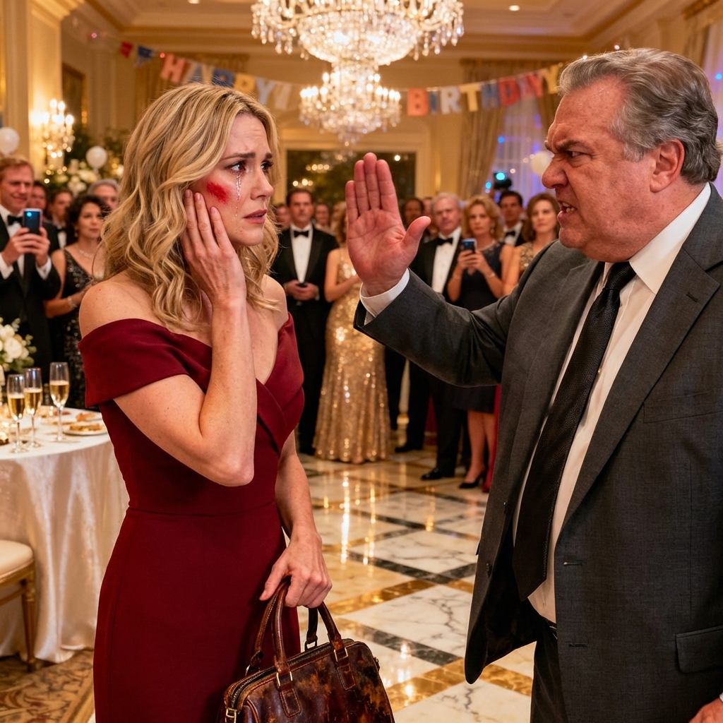 My father slapped me at his birthday party and disowned me in front of everyone. The next morning, strangers knocked on my door and revealed a truth he had buried for 35 years.