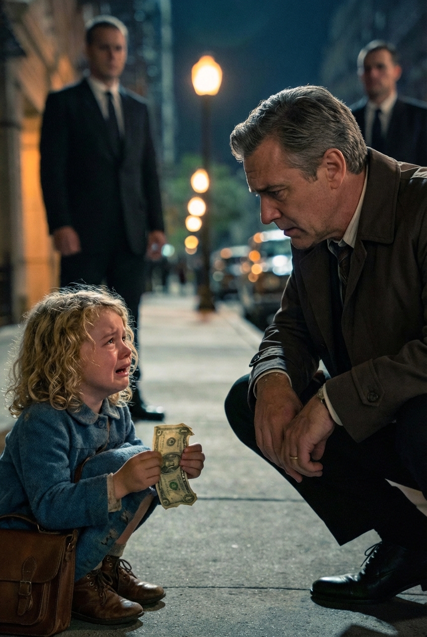 Mentre il boss mafioso scendeva dall’auto, una piccola mano tremante sfiorò la sua: nessuna arma, nessun pericolo, solo una banconota da cinque dollari accartocciata. Una bambina spaventata lo fissava come se fosse la sua ultima speranza, trasformando un momento di routine in qualcosa di indimenticabile.