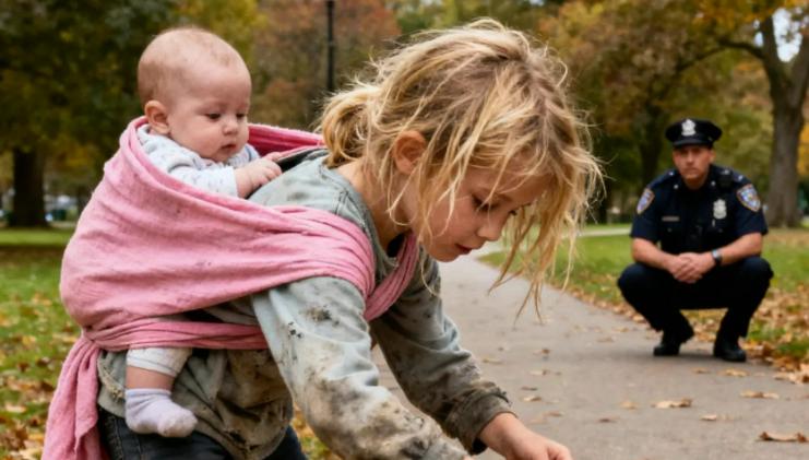 Un agente di polizia pensava di rispondere a una chiamata di routine, finché non ha visto una ragazza senza fissa dimora che frugava nei bidoni della spazzatura, con un neonato in braccio… e ciò che lei sussurrò a bassa voce lo scosse profondamente.