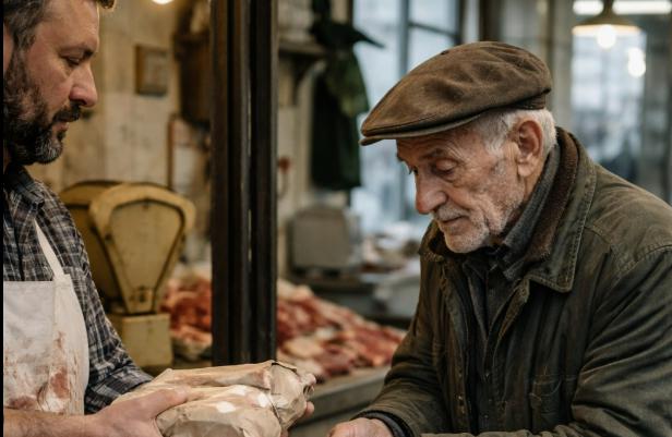 Ogni settimana il vecchio veniva dal macellaio e comprava sempre la stessa quantità di ossa «per il cane». Ma questo insospettì il macellaio: non aveva mai visto un cane accanto a lui. Un giorno decise di seguirlo — e rimase sconvolto quando scoprì cosa faceva davvero con quelle ossa.