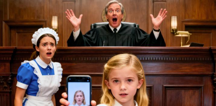 Quando la figlia del milionario tirò fuori il cellulare, il giudice impallidì…