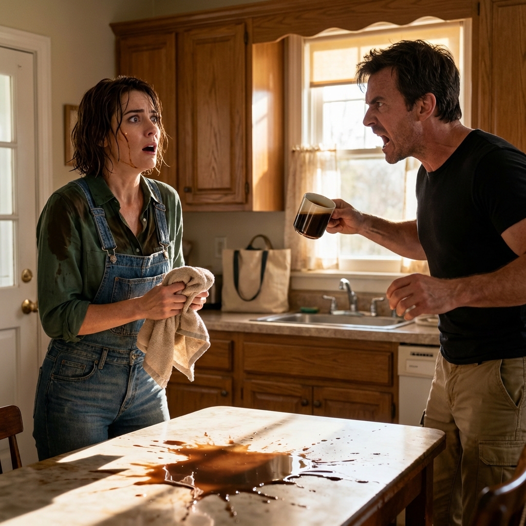 At breakfast, my husband threw coffee on my face when I refused to give him my credit card. I stayed silent, refusing to react. But that single morning changed everything about our marriage.