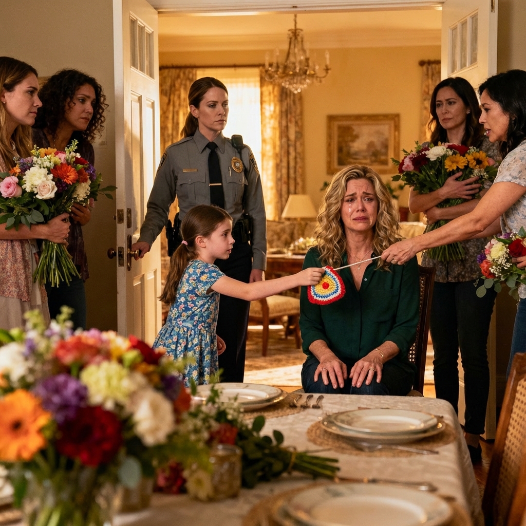 On Mother’s Day, my whole family gave flowers to every woman—except me. They said “real moms have husbands,” right before a police officer walked in and revealed the truth that left everyone speechless.