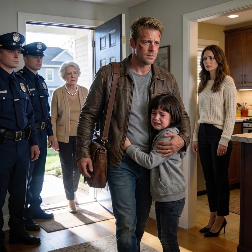 I came home a day early and found my little girl shaking on the floor while cops questioned our family. The call didn’t come from a neighbor—it came from my own blood. I stayed calm, documented everything, and a week later they were the ones losing control in court.