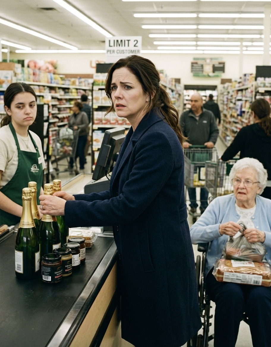 Una donna piena di pretese con un carrello pieno si è infilata davanti alla sedia a rotelle di mia madre al supermercato – ciò che è uscito dall’interfono l’ha fatta pietrificare