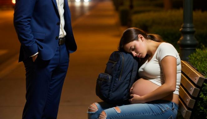 Cacciata di casa perché incinta, dormiva al parco… finché un milionario non la vide e tutto cambiò.