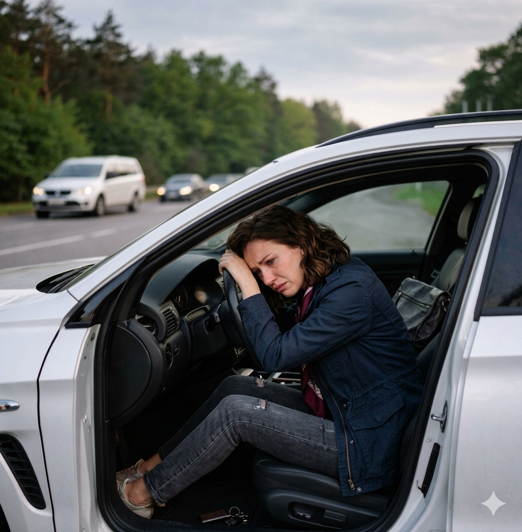Vera guidava tranquillamente lungo l’autostrada.